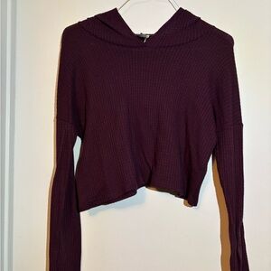 Paper Crane Maroon Cropped Hoodie